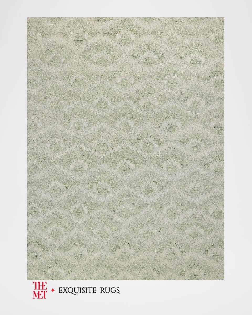 Bargello Hand-Tufted Light Green Rug, 6' x 9'